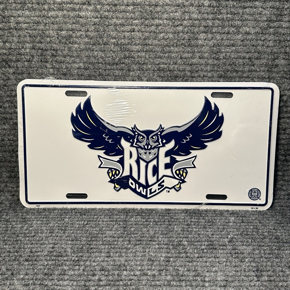Rice Owls Thin Aluminum License Plate WINCRAFT New NCAA Licensed Vtg RaRe